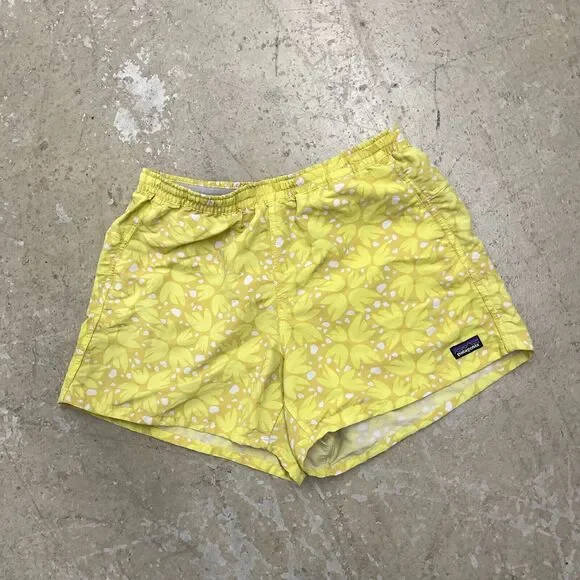 Patagonia Shorts Womens Medium Yellow Floral Barely Baggies 57058 No Liner AOP - Picture 6 of 16